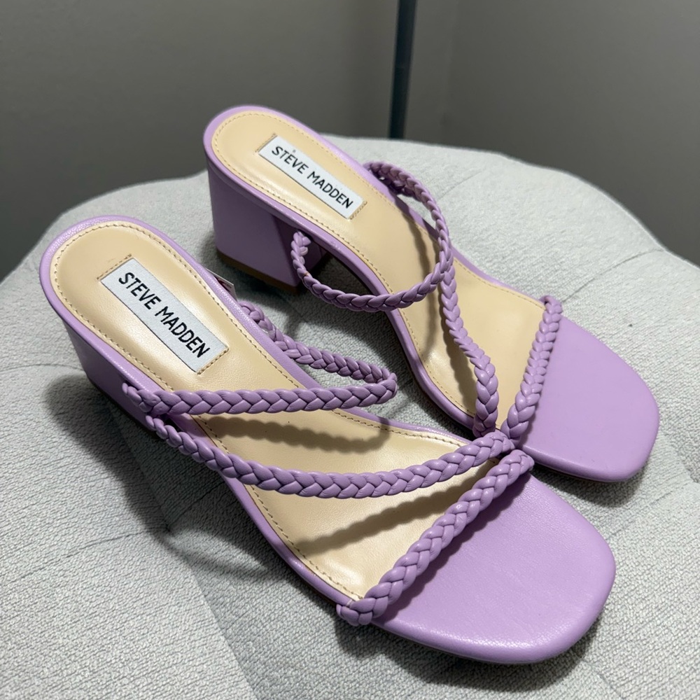 Steve Madden Lavender Braided Wedge Sandals